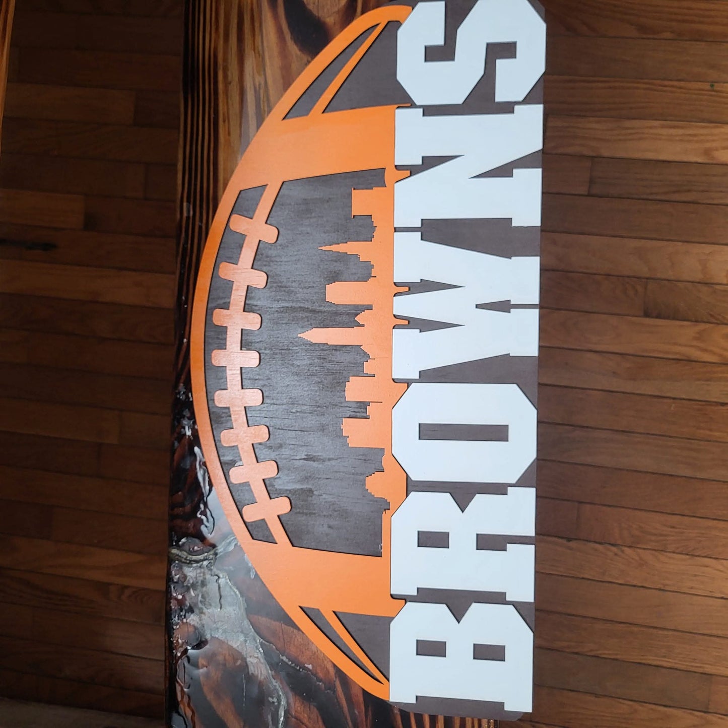Cleveland Browns football wooden decor sign.
