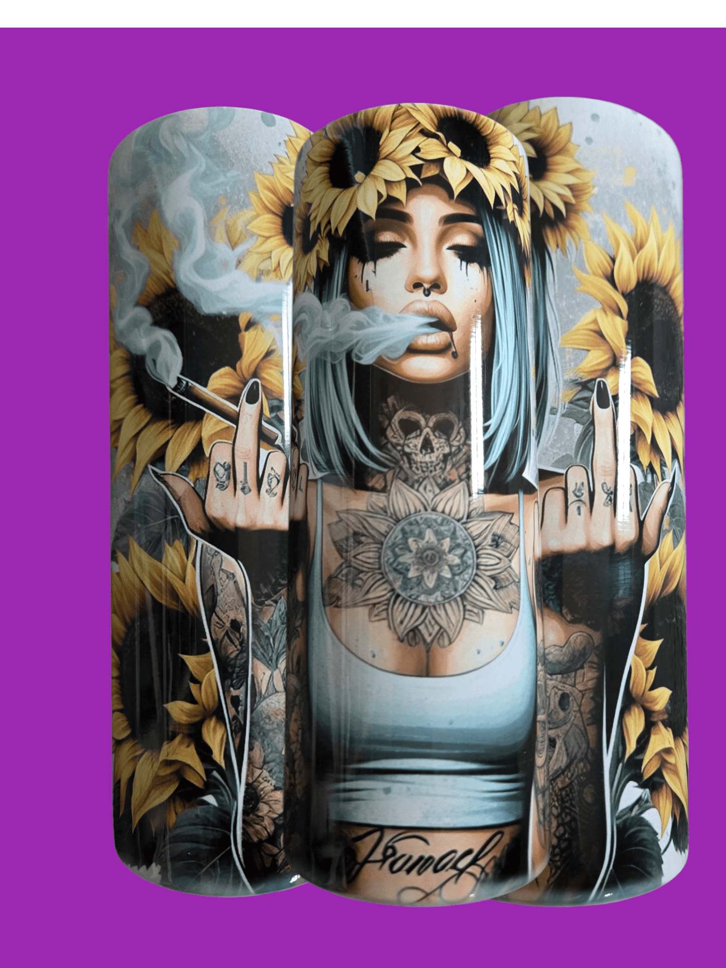 Bad girls smoking weed engraved tumbler 20oz cups, durable travel cups with lids and straw
