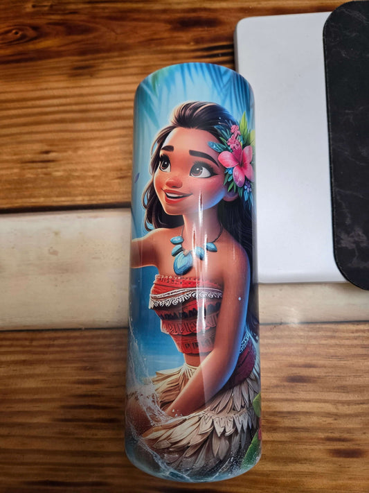 Moana tumbler cup featuring vibrant design and intricate details, perfect for fans of the character.