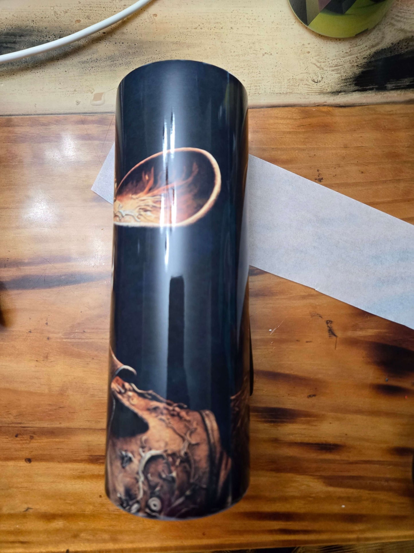 Skull Cowboy 20oz tumbler design featuring a detailed illustration of a skull and cowboy elements.