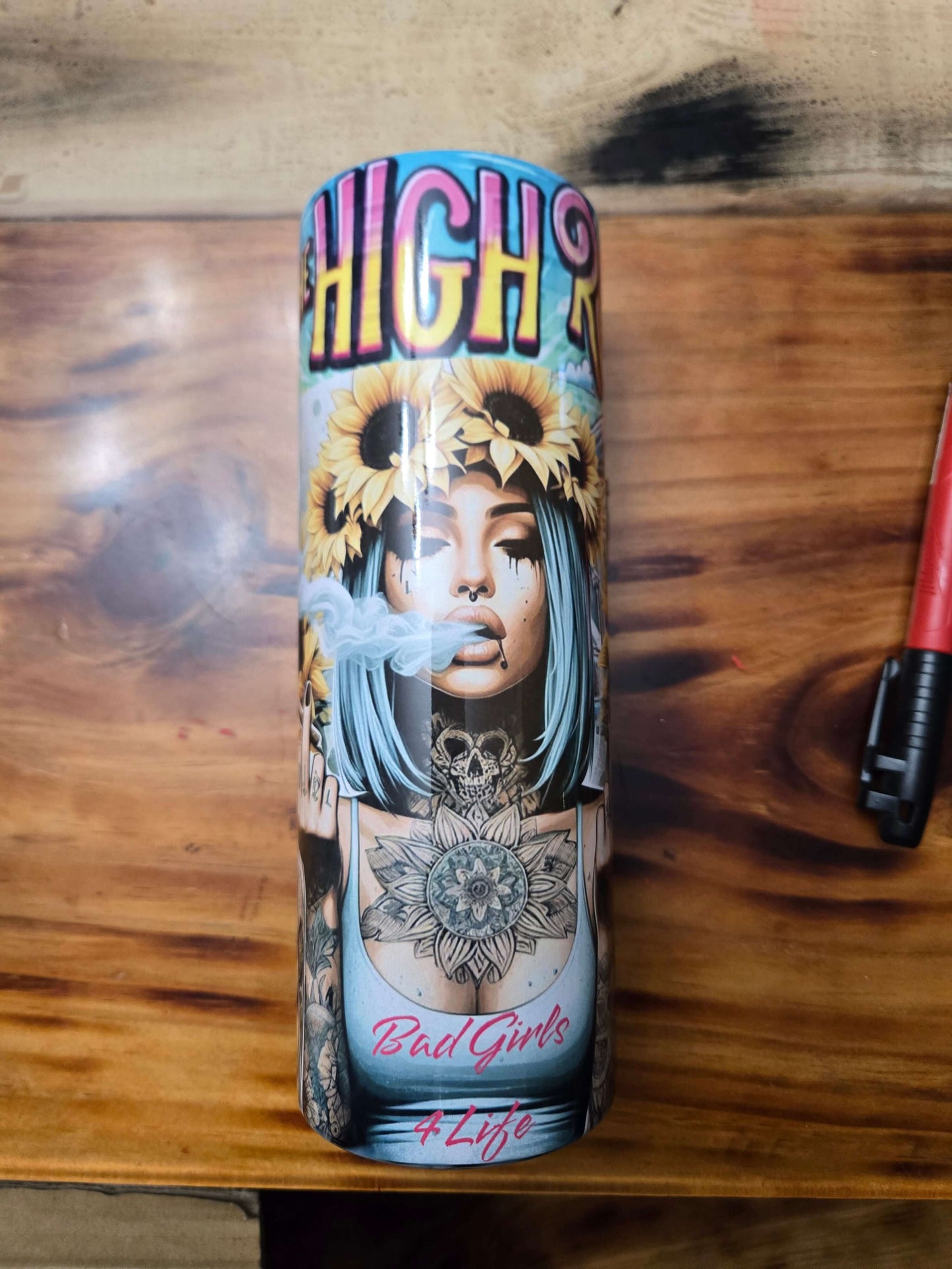 Take the high road bad girls engraved tumbler 20oz cups, design water bottles,durable, reusable, washable.