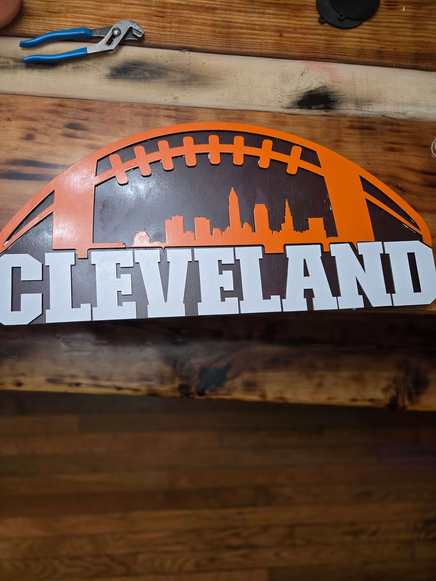 Cleveland Browns Wood Signs, Sports fans, football decor