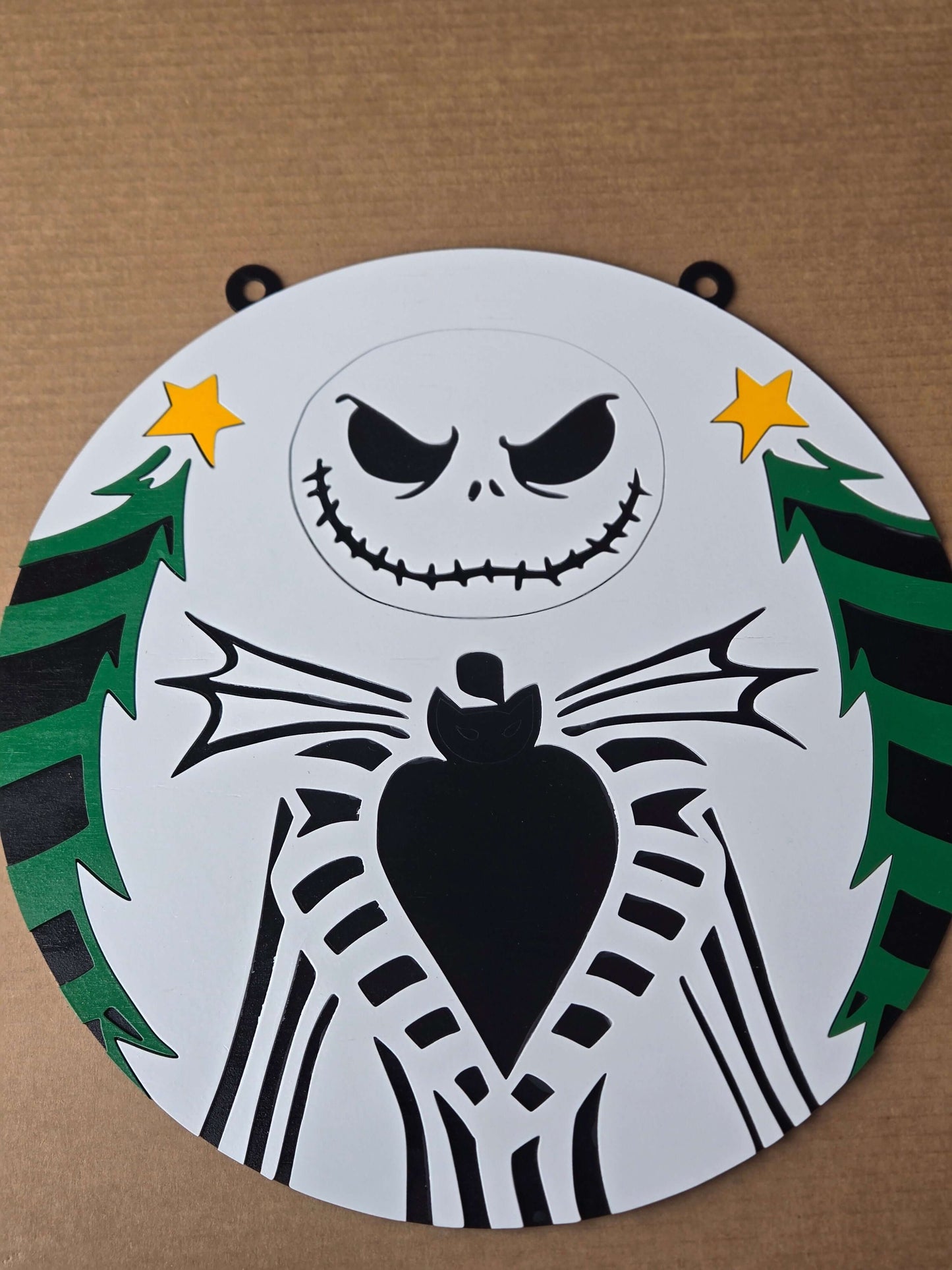 Jack the Skeleton Halloween and Xmas decor sign with detailed design and festive colors.