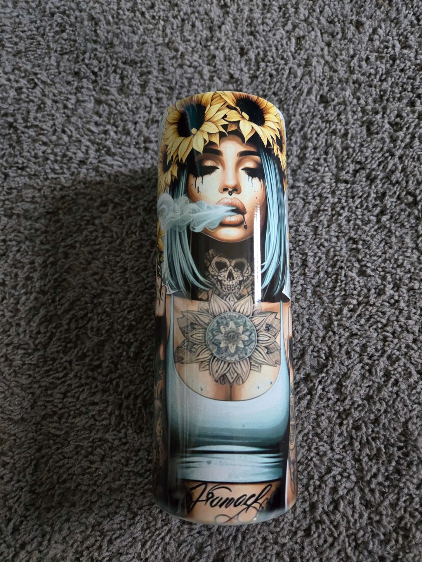 Bad girls smoking weed engraved tumbler 20oz cups, durable travel cups with lids and straw
