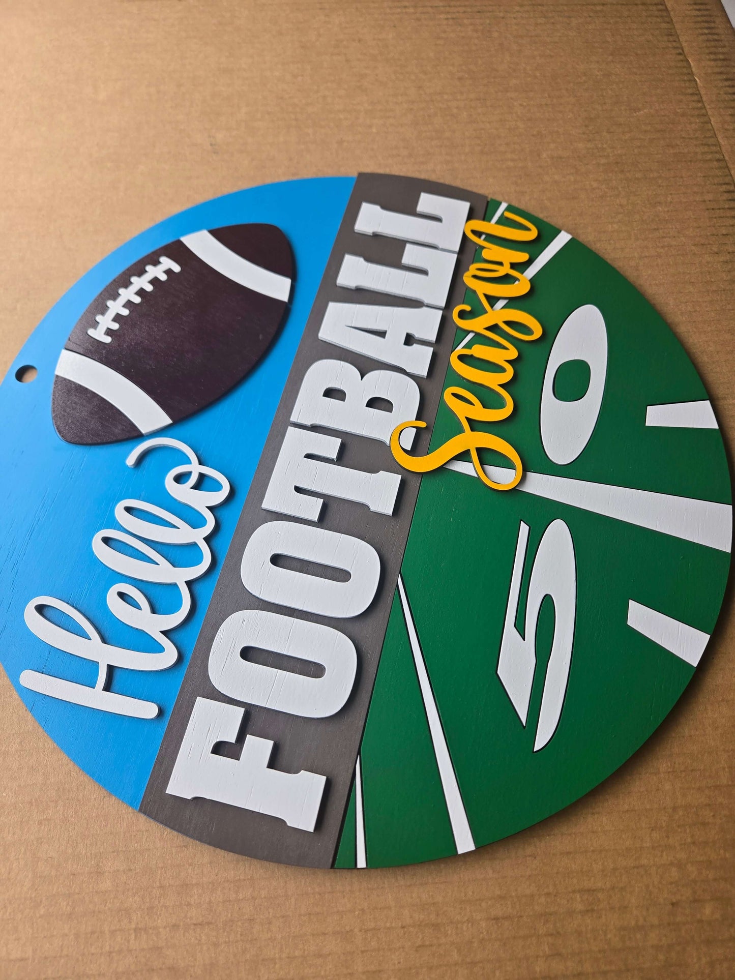 Hello Football Season Home Decor Sign - Perfect for Football Fans