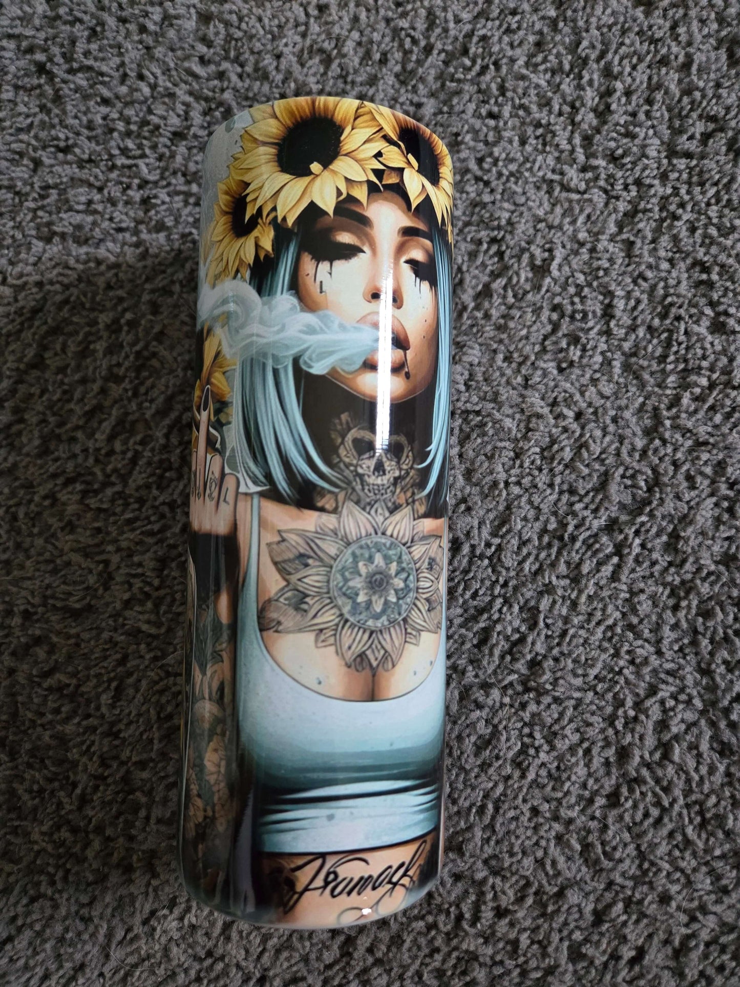 Bad girls smoking weed engraved tumbler 20oz cups, durable travel cups with lids and straw