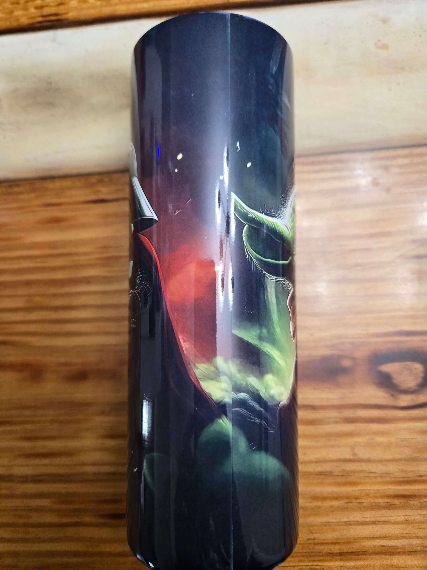 Star Wars 20oz tumbler cup featuring Yoda and Darth Vader's vibrant designs, perfect for hot or cold beverages.