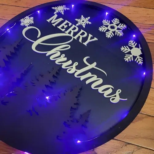 Merry Christmas  sign with lights
