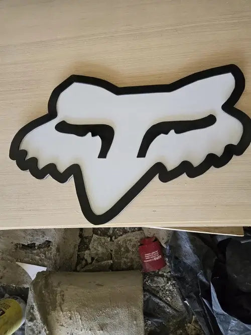 Fox Racing wooden decor sign featuring an eye-catching fox design, perfect for fans of the racing team.