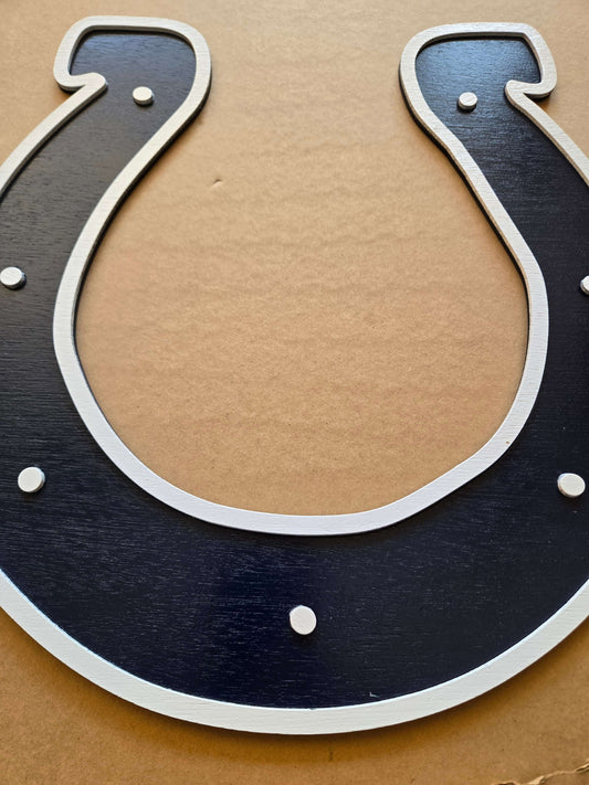 Colts Football logo, wooden sports decor sign