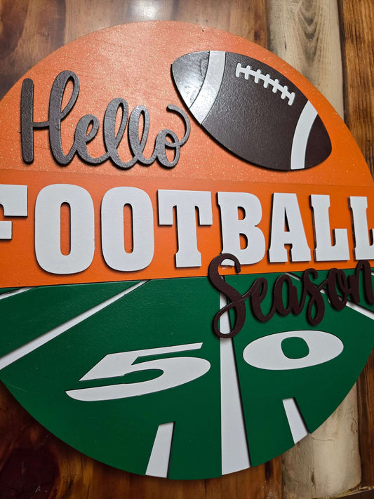 Hello Football Season Home Decor Sign - Perfect for Football Fans