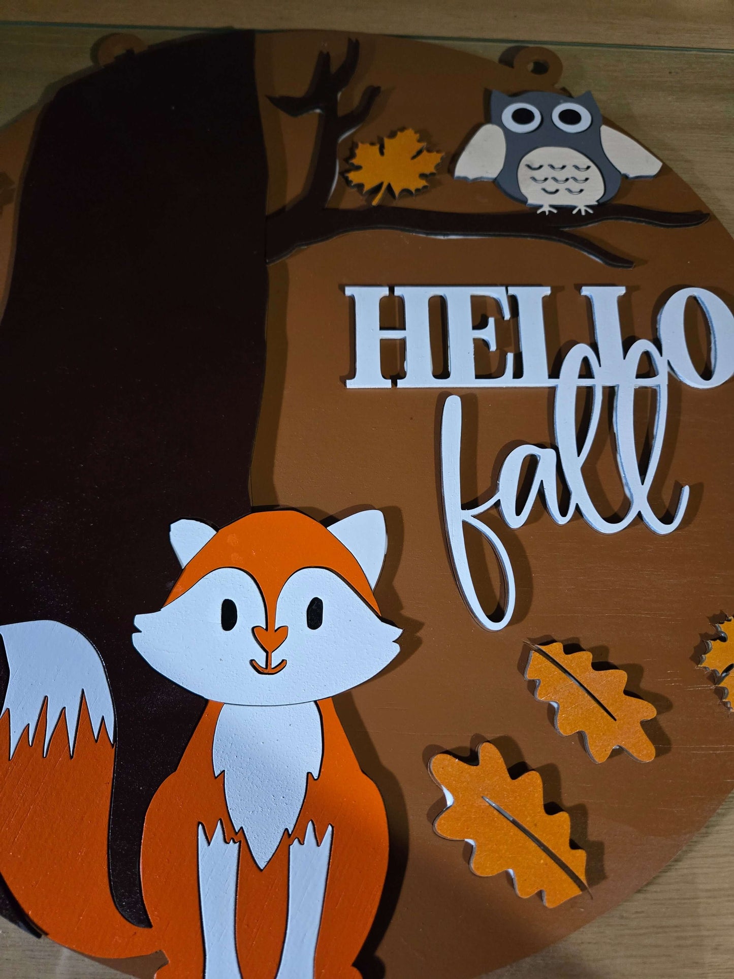 Charming Hello Fall Fox Wooden Decor Sign