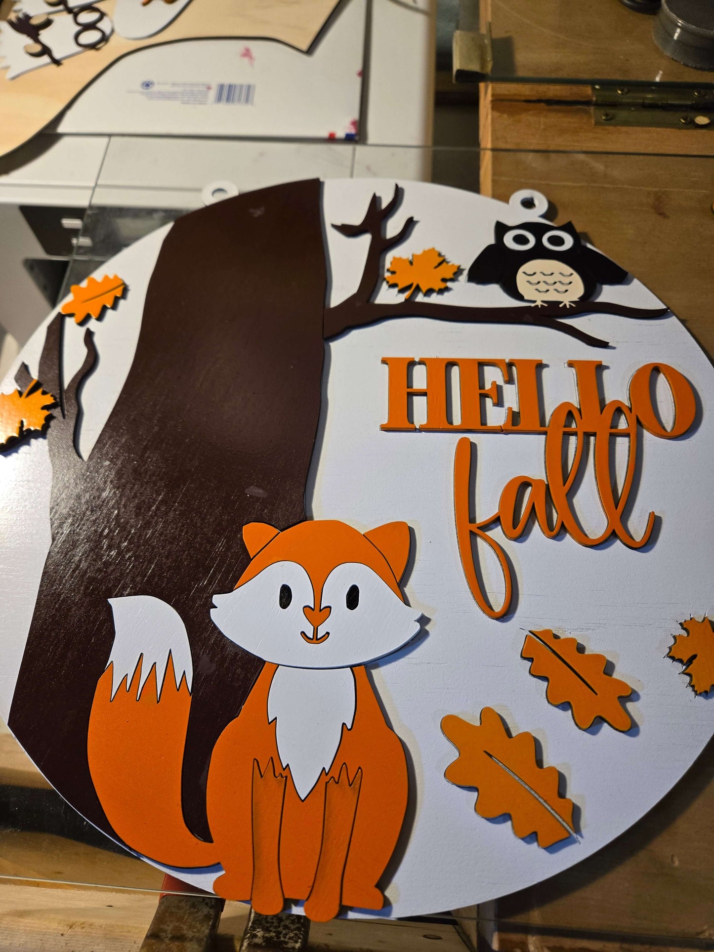 Charming Hello Fall Fox Wooden Decor Sign