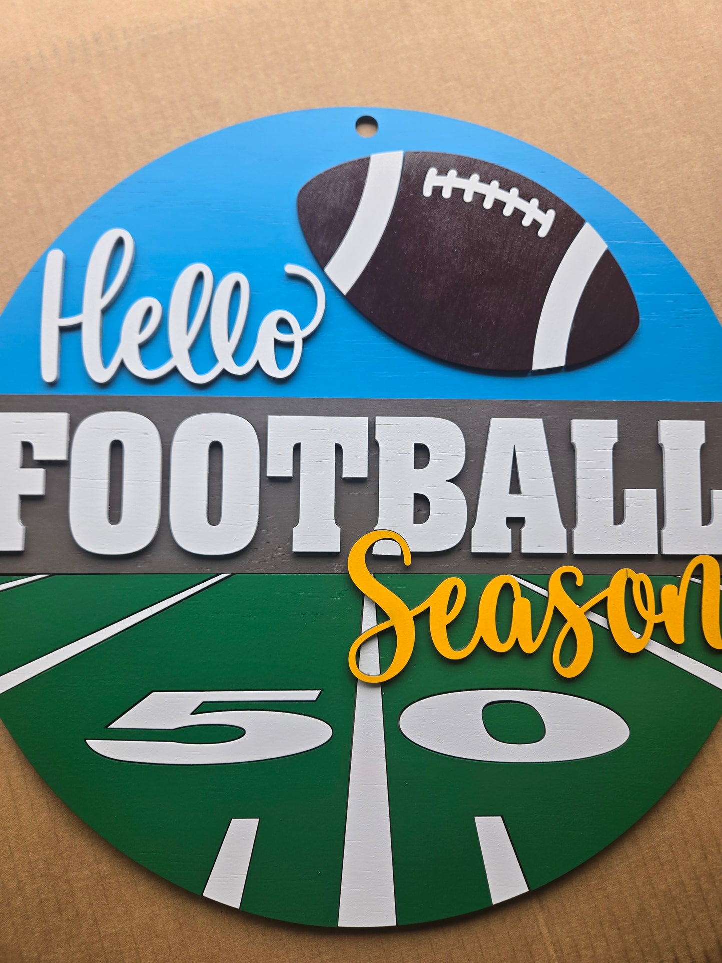 Hello Football Season Home Decor Sign - Perfect for Football Fans