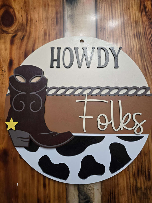 Howdy Folks country wooden decor sign, Country pride, cowboys