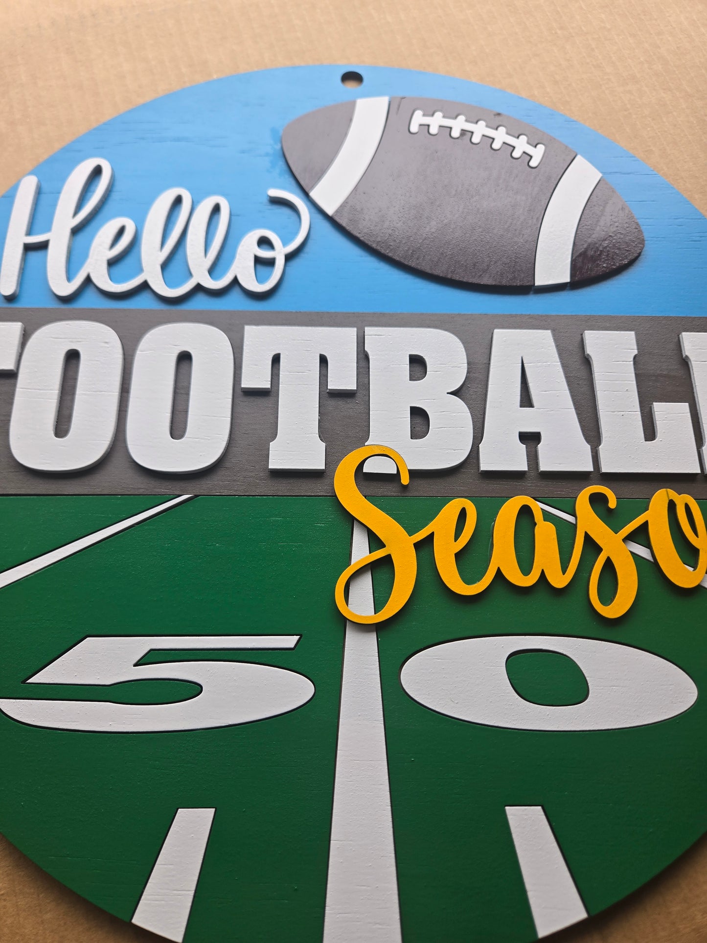 Hello Football Season Home Decor Sign - Perfect for Football Fans