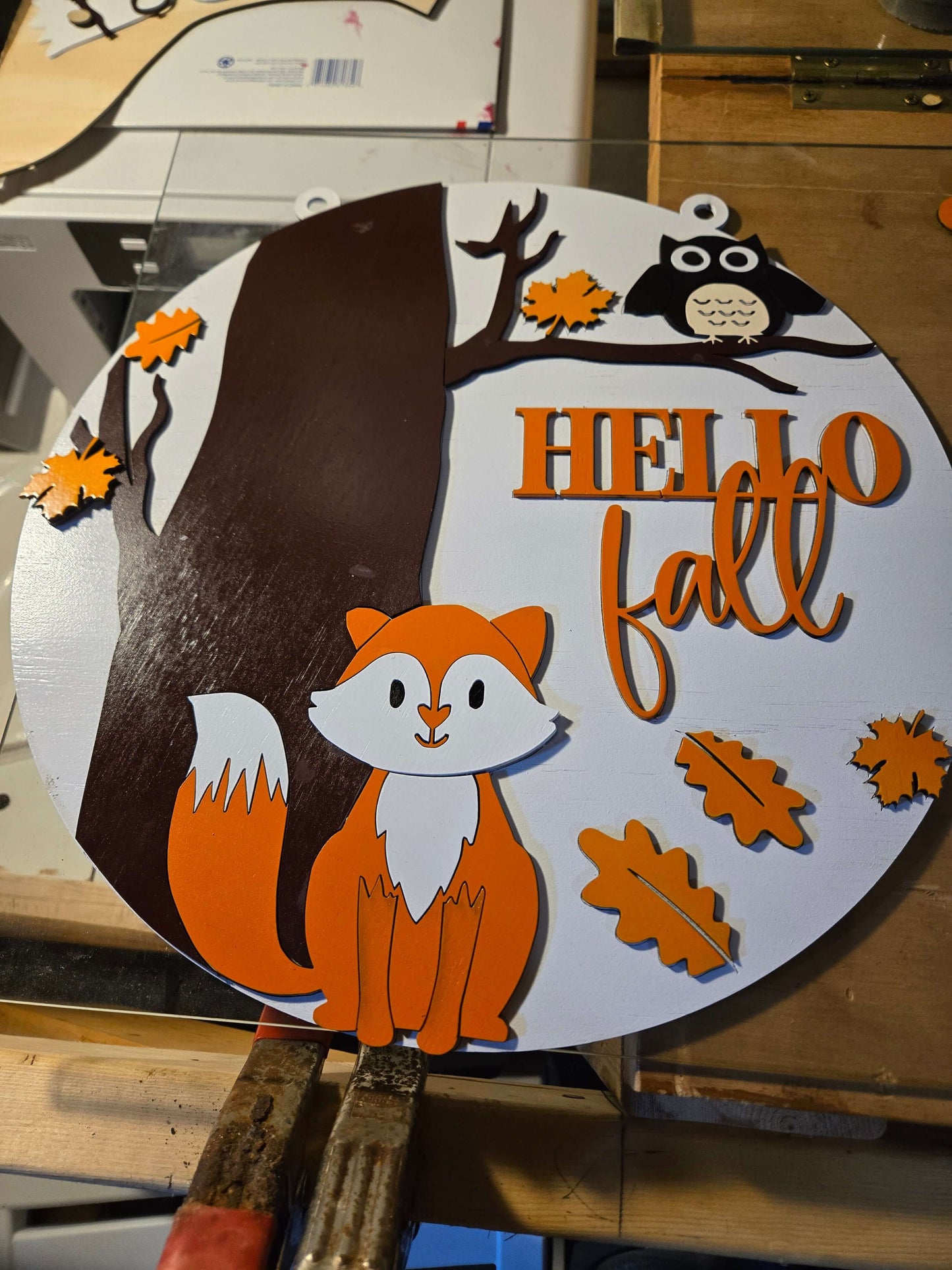 Charming Hello Fall Fox Wooden Decor Sign