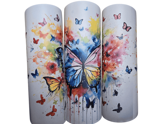 Glow in the dark rainbow Butterfly 20oz tumbler