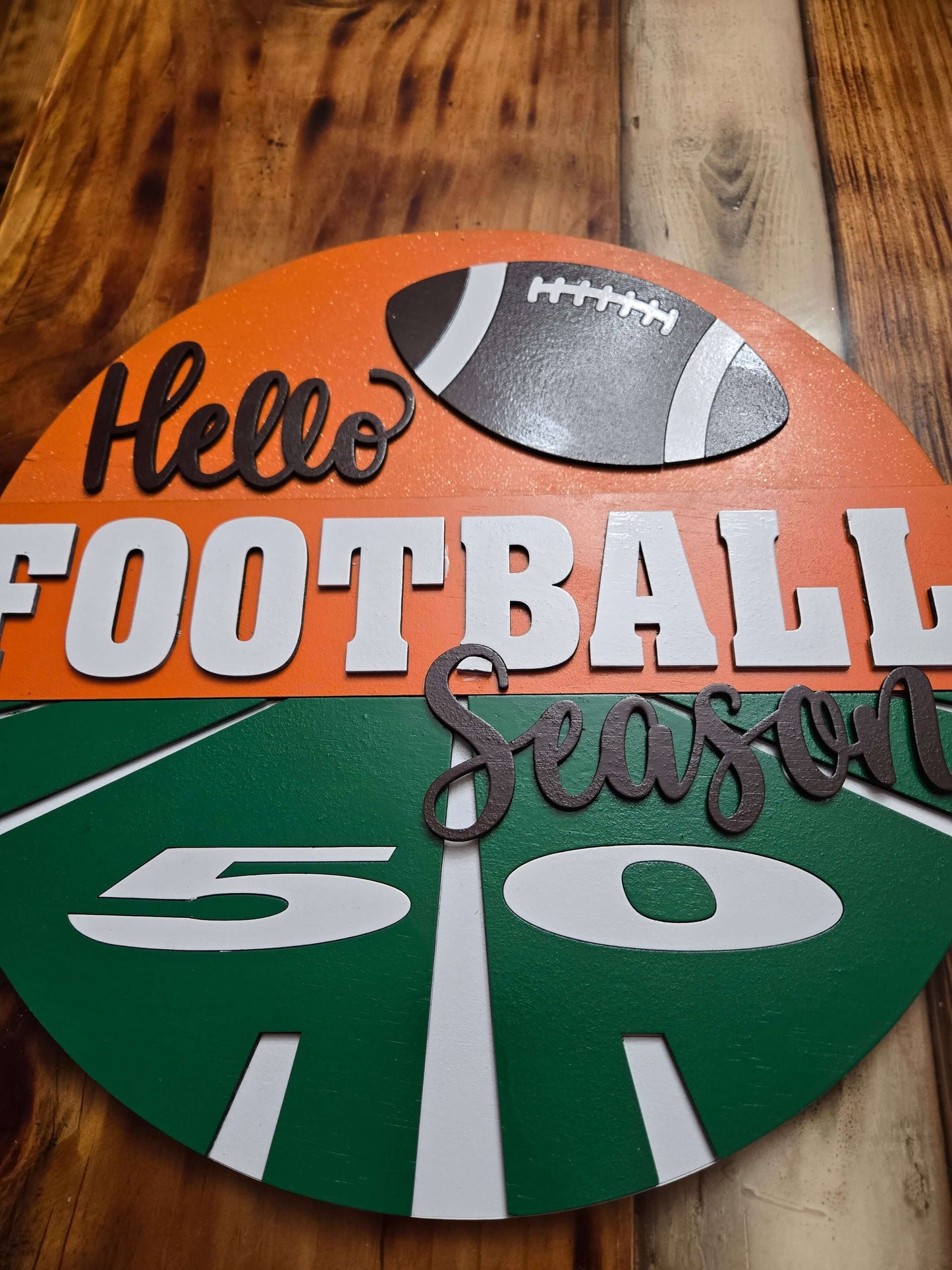 Hello Football Season Home Decor Sign - Perfect for Football Fans